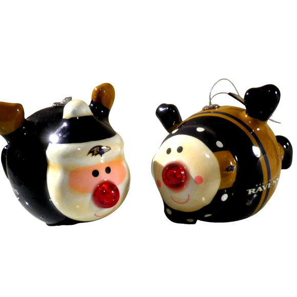 Baltimore Ravens NFL Licensed LED Santa and Snowman Christmas Ornaments - Picture 2 of 12